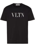 Valentino White Bold VLTN Print Logo T-Shirt in Black