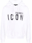 Dsquared2 Icon  Spray Splatter Cotton Hoodie White