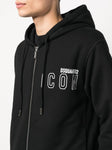 Dsquared2 Outline Icon logo Zipped Hooded Jacket in Black