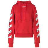 Off White Airport Tape Diag Red Hoodie - Style Centre Wholesale
