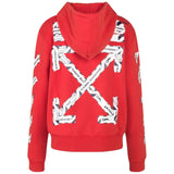 Off White Airport Tape Diag Red Hoodie - Style Centre Wholesale