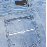 Amiri Aloha Patch Straight Fit Faded Indigo Blue Denim Jeans W30 L32 / 32L