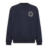 Stone Island Cotton Fleece Compass Logo Print Navy Sweatshirt