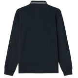 Stone Island Organic Cotton Pique Long Sleeve Navy Polo Shirt