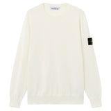 Stone Island Soft Organic Cotton Ribbed Neckline Ivory Sweatshirt
