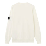 Stone Island Soft Organic Cotton Ribbed Neckline Ivory Sweatshirt