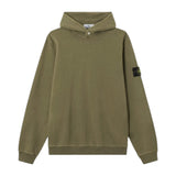 Stone Island Cotton Military Green Malfile Fleece 'Old' Effect Hoodie