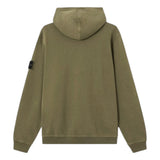Stone Island Cotton Military Green Malfile Fleece 'Old' Effect Hoodie