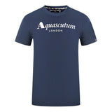 Aquascutum London Brand Logo Navy Blue T-Shirt T00323 85 - Style Centre Wholesale