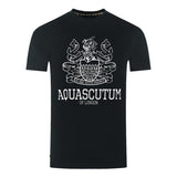 Aquascutum Large Bold London Aldis Brand Logo Black T-Shirt TS006 16 - Style Centre Wholesale