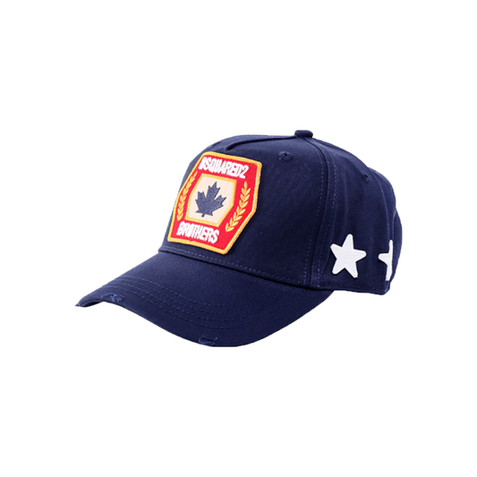 DSQUARED2 DISTRESSED BROTHERS LOGO CAP IN NAVY BLUE - The Designer Lounge 