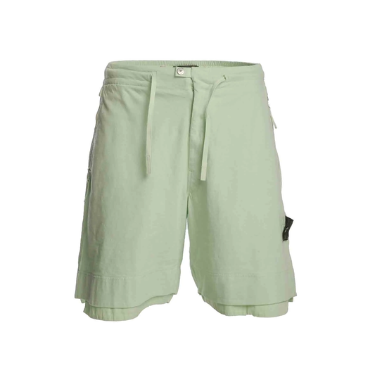 STONE ISLAND SHADOW PROJECT HEAVY SPECKLED SHORT IN LIGHT GREEN - The Designer Lounge 
