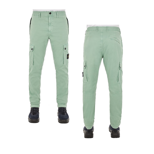 STONE ISLAND OLD EFFECT CARGO PANTS IN SAGE GREEN - The Designer Lounge 