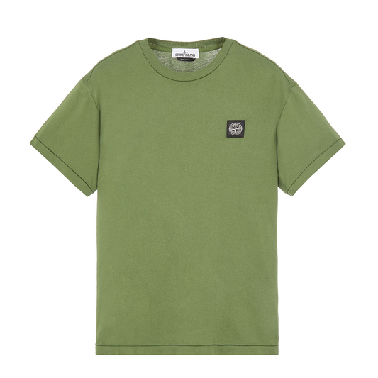 STONE ISLAND LOGO PATCH T-SHIRT IN OLIVE GREEN - The Designer Lounge 