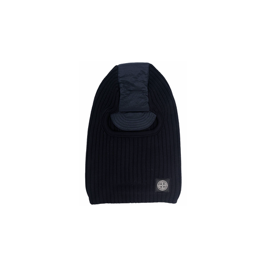 STONE ISLAND PURE WOOL SKI HAT WITH NYLON METAL IN NAVY BLUE - The Designer Lounge 
