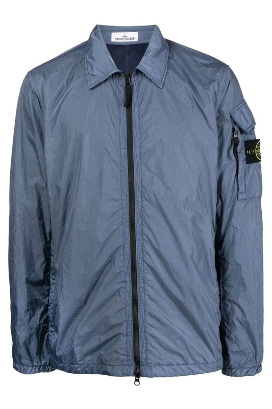 STONE ISLAND GARMENT DYED CRINKLE REPS R-NY IN BLUE - The Designer Lounge 